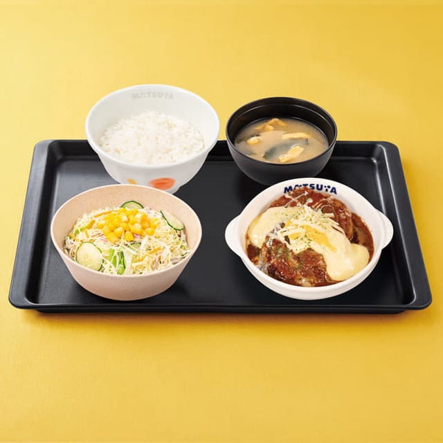 チーズブラウンソースハンバーグ定食 トリプル（松屋）